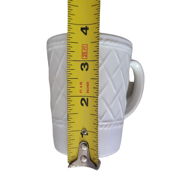 Totally Today Small Coffee Cups White Embossed Criss Cross Design Set of 5 - Picture 8 of 8